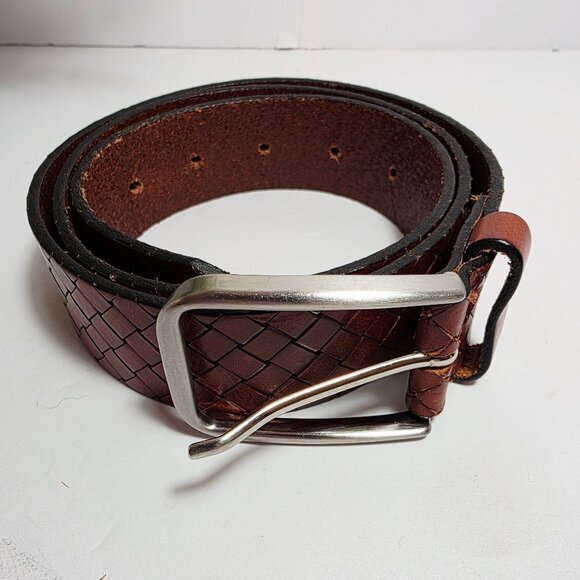 Zara Genuine Leather Braided Belt – Brown - 40" Size L - Picture 1 of 7